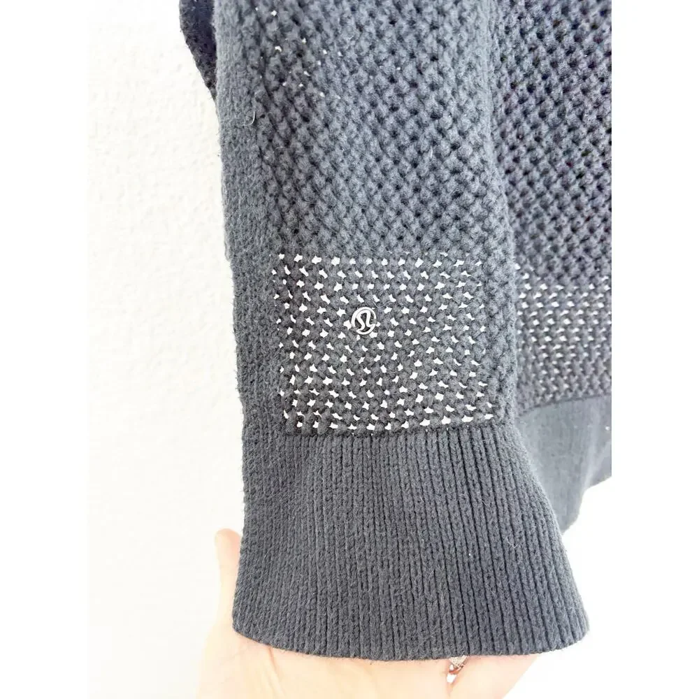 Lululemon Simply The Vest Black Open Knit Oversized Pullover